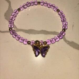 Purple Butterfly Beaded Bracelet